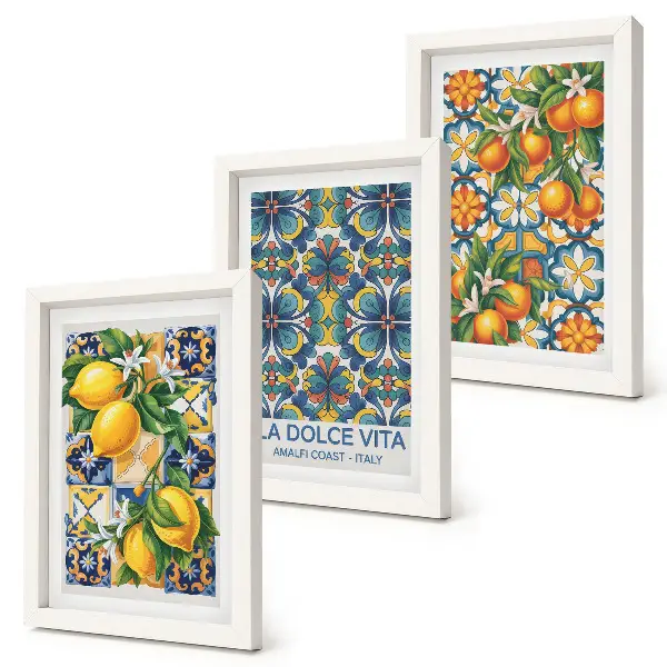 Conjunto de quadros decorativos com estampas de flores de limoeiro e laranjeira