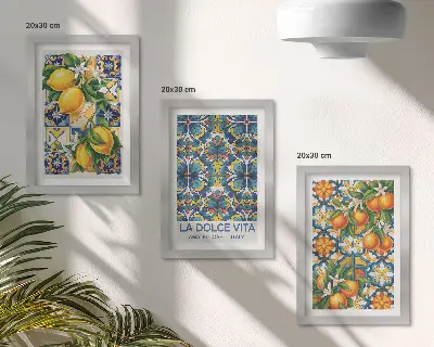 Conjunto de quadros decorativos com estampas de flores de limoeiro e laranjeira