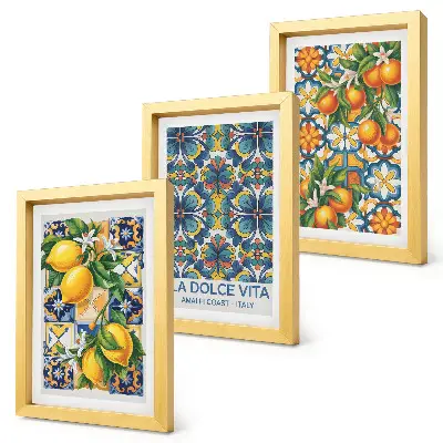 Conjunto de quadros decorativos com estampas de flores de limoeiro e laranjeira