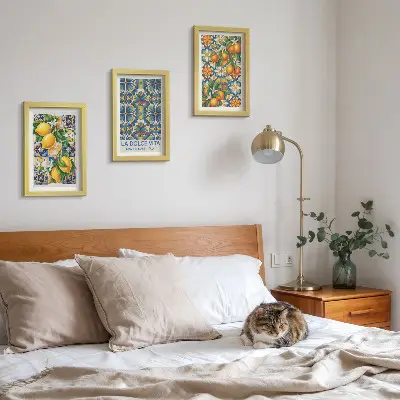 Conjunto de quadros decorativos com estampas de flores de limoeiro e laranjeira