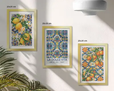 Conjunto de quadros decorativos com estampas de flores de limoeiro e laranjeira