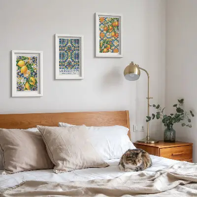Conjunto de quadros decorativos com estampas de flores de limoeiro e laranjeira