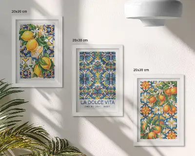 Conjunto de quadros decorativos com estampas de flores de limoeiro e laranjeira