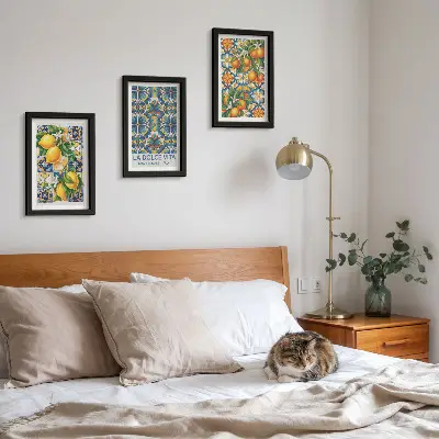 Conjunto de quadros decorativos com estampas de flores de limoeiro e laranjeira