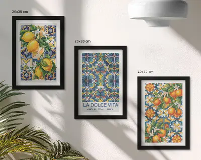 Conjunto de quadros decorativos com estampas de flores de limoeiro e laranjeira