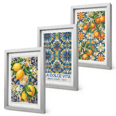 Conjunto de quadros decorativos com estampas de flores de limoeiro e laranjeira
