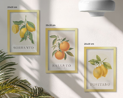 Tríptico com moldura Limões e laranjas da Costa Amalfitana, na Itália.