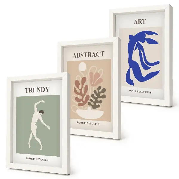 Conjunto de molduras com imagens com figuras e plantas no estilo de Henri Matisse