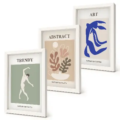 Conjunto de molduras com imagens com figuras e plantas no estilo de Henri Matisse