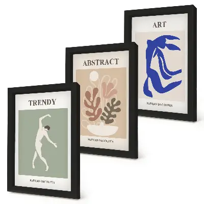 Conjunto de molduras com imagens com figuras e plantas no estilo de Henri Matisse