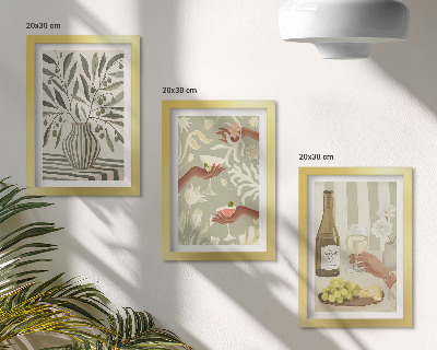 Conjunto de 3 quadros decorativos Flores de oliveira e coquetéis rústicos