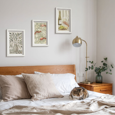 Conjunto de 3 quadros decorativos Flores de oliveira e coquetéis rústicos