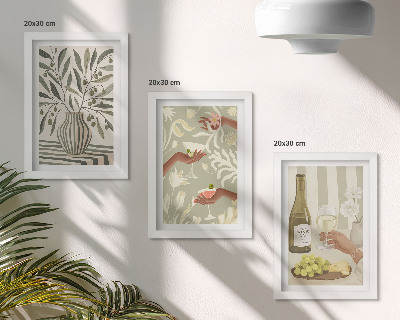 Conjunto de 3 quadros decorativos Flores de oliveira e coquetéis rústicos