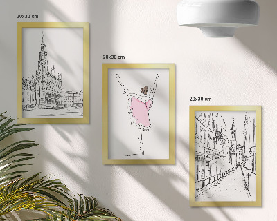 Conjunto de 3 quadros decorativos Imagens elegantes de bailarinas dançando e arquitetura.