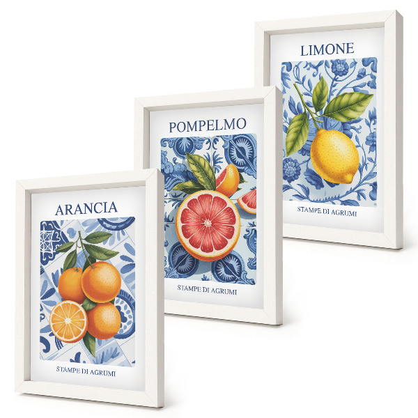 Conjunto de molduras com imagens Ilustrações vintage de frutas cítricas
