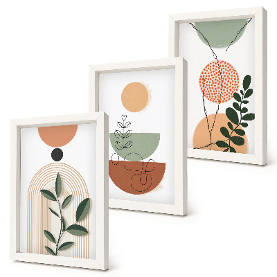 Conjunto de molduras com imagens Formas abstratas com motivos vegetais coloridos