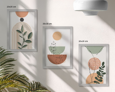 Conjunto de molduras com imagens Formas abstratas com motivos vegetais coloridos