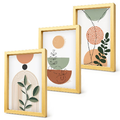 Conjunto de molduras com imagens Formas abstratas com motivos vegetais coloridos