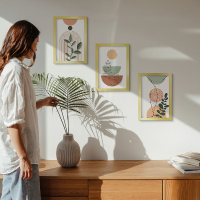 Conjunto de molduras com imagens Formas abstratas com motivos vegetais coloridos