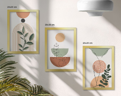 Conjunto de molduras com imagens Formas abstratas com motivos vegetais coloridos