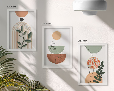 Conjunto de molduras com imagens Formas abstratas com motivos vegetais coloridos