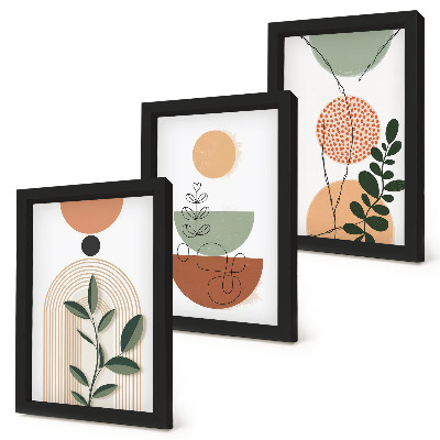 Conjunto de molduras com imagens Formas abstratas com motivos vegetais coloridos