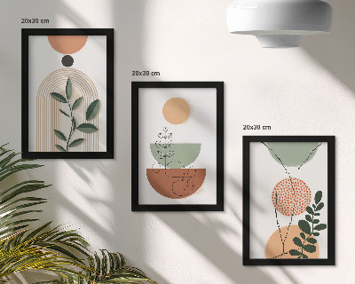 Conjunto de molduras com imagens Formas abstratas com motivos vegetais coloridos