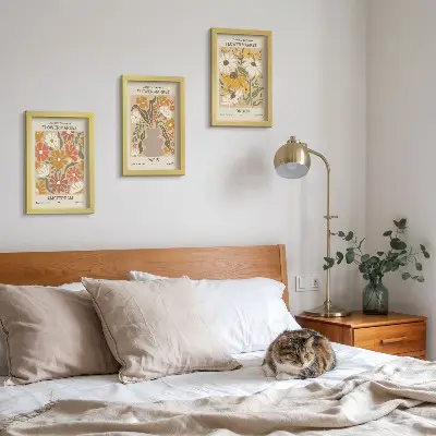 Conjunto de 3 quadros decorativos com estampas florais de Amsterdã, Paris e Londres