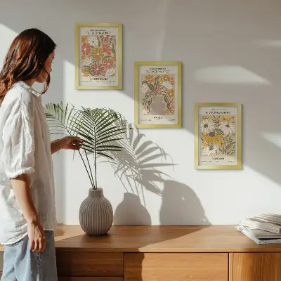 Conjunto de 3 quadros decorativos com estampas florais de Amsterdã, Paris e Londres