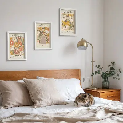 Conjunto de 3 quadros decorativos com estampas florais de Amsterdã, Paris e Londres