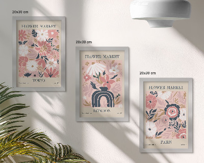 Conjunto de molduras com imagens Motivos florais em Tóquio, Londres e Paris
