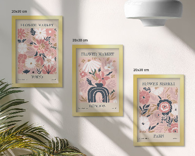 Conjunto de molduras com imagens Motivos florais em Tóquio, Londres e Paris
