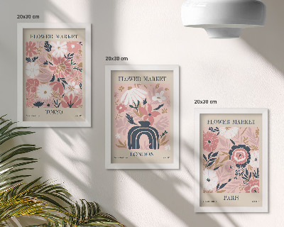 Conjunto de molduras com imagens Motivos florais em Tóquio, Londres e Paris