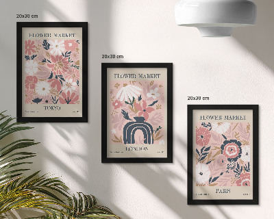 Conjunto de molduras com imagens Motivos florais em Tóquio, Londres e Paris