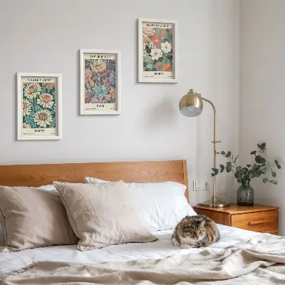 Conjunto de 3 quadros decorativos com pôsteres de flores de Tóquio, Paris e Londres