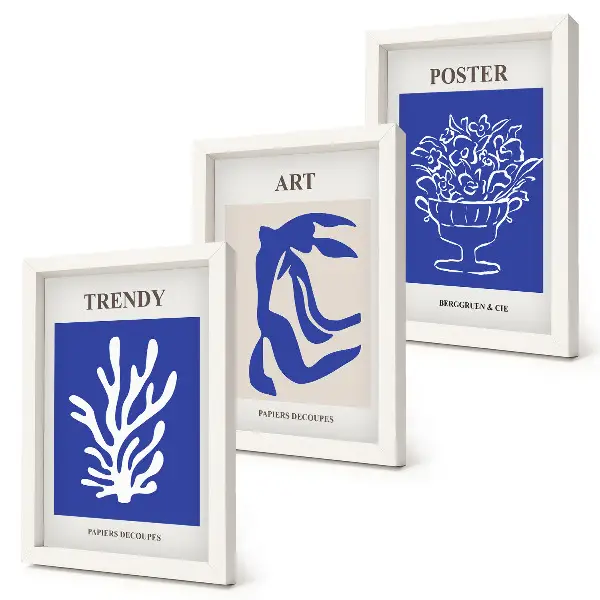 Conjunto de Quadros de Arte Abstrata de Henri Matisse com molduras e imagens