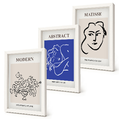 Tríptico com moldura Cartazes no estilo moderno e abstrato de Henri Matisse