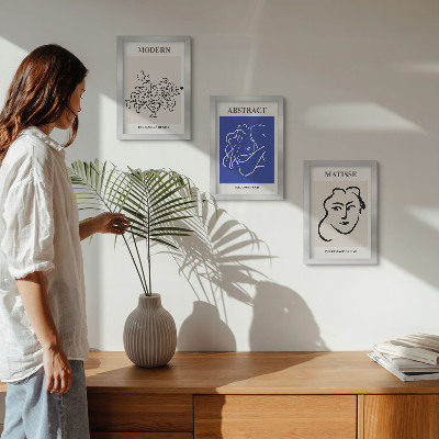 Tríptico com moldura Cartazes no estilo moderno e abstrato de Henri Matisse