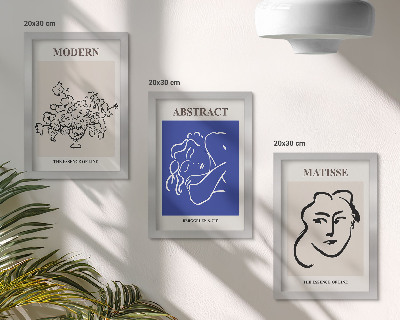 Tríptico com moldura Cartazes no estilo moderno e abstrato de Henri Matisse