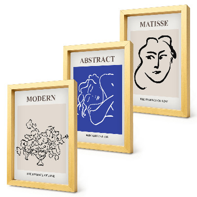 Tríptico com moldura Cartazes no estilo moderno e abstrato de Henri Matisse