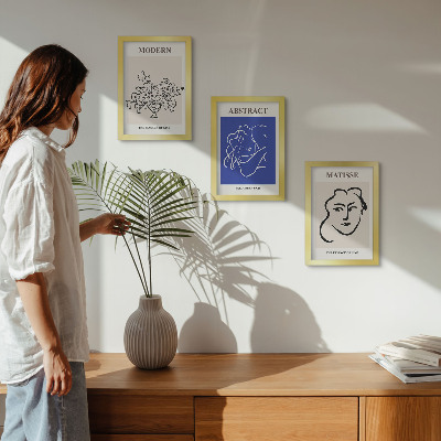 Tríptico com moldura Cartazes no estilo moderno e abstrato de Henri Matisse