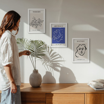 Tríptico com moldura Cartazes no estilo moderno e abstrato de Henri Matisse