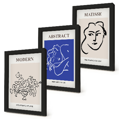 Tríptico com moldura Cartazes no estilo moderno e abstrato de Henri Matisse