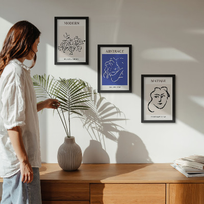 Tríptico com moldura Cartazes no estilo moderno e abstrato de Henri Matisse
