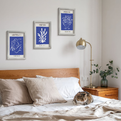 Conjunto de 3 quadros decorativos Pôsteres azuis estilosos de Henri Matisse