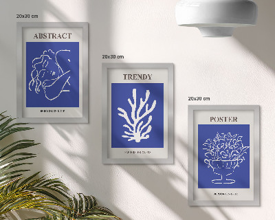 Conjunto de 3 quadros decorativos Pôsteres azuis estilosos de Henri Matisse