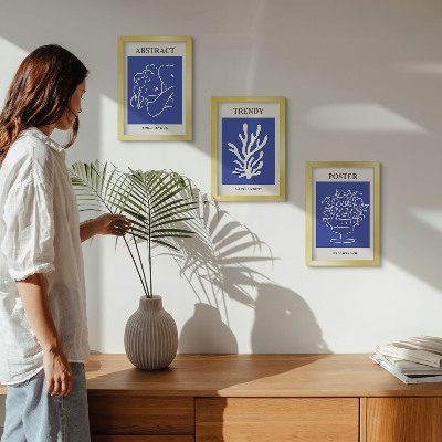 Conjunto de 3 quadros decorativos Pôsteres azuis estilosos de Henri Matisse