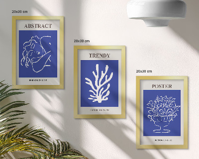 Conjunto de 3 quadros decorativos Pôsteres azuis estilosos de Henri Matisse