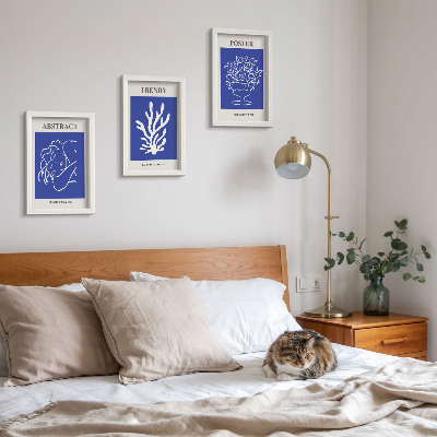 Conjunto de 3 quadros decorativos Pôsteres azuis estilosos de Henri Matisse
