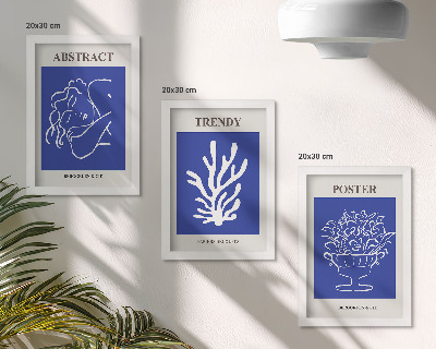 Conjunto de 3 quadros decorativos Pôsteres azuis estilosos de Henri Matisse